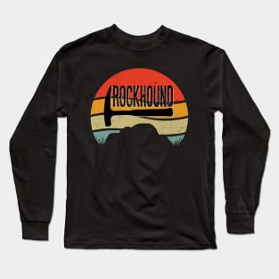 Rockhound Rock Pick Geology Hammer - Distressed Vintage Sunset Long Sleeve T-Shirt